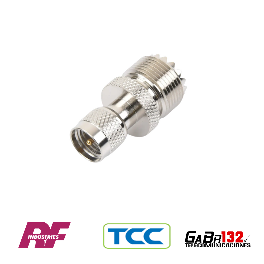 Adaptador Mini-UHF macho a UHF hembra RF Industries y TCC