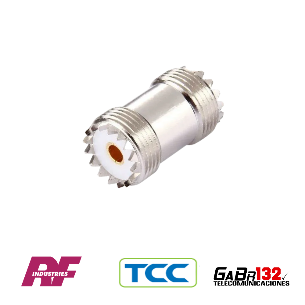 Adaptador UHF hembra a hembra PL-258 RF Industries y TCC