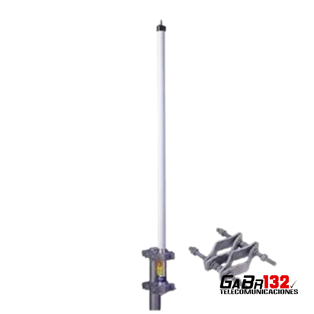 Antena base UHF Hustler HS6 de fibra de vidrio para 470–490 MHz o 490–512 MHz
