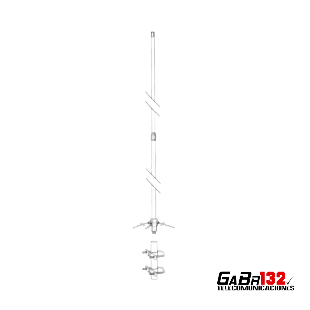 Antena base VHF de fibra de vidrio TRAM modelos 1490 y 1491