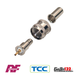 Conector Mini-UHF macho crimp RF Industries y TCC para cable RG-58