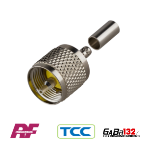 Conector PL-259 UHF macho crimp RF Industries y TCC para cable RG-58