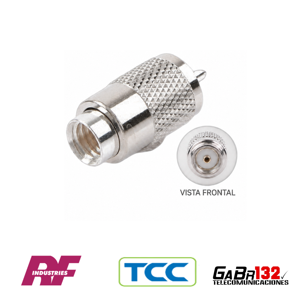 Conector PL-259 UHF macho soldable RF Industries y TCC para RG-8 y RG-213