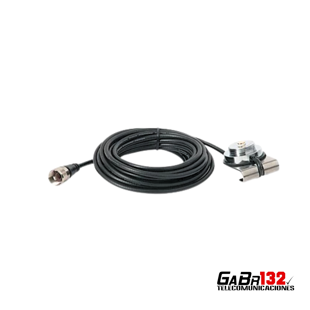 Montaje tapa maleta NMO TRAM-Browning con cable coaxial para antena móvil